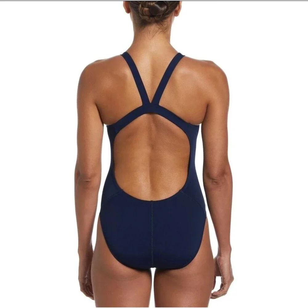 Nike Girl's Swim HydraStrong Navy Essential Fastback 1 Piece Sz 24 New